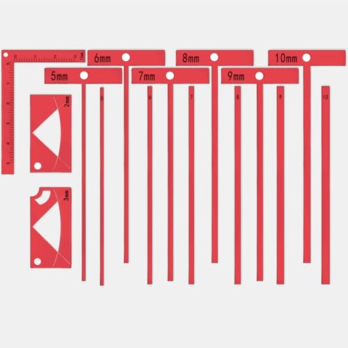 15-Piece Book Binding Ruler Set, Includes T-Shaped, Cutting Angle, and L Rulers, Acrylic Material (Fluorescent Pink)