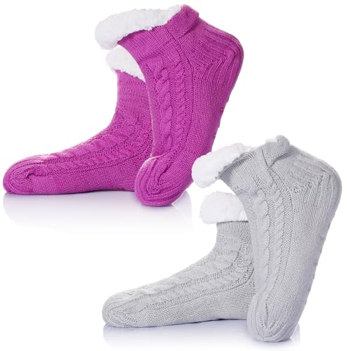 Image of WEVIAS Women Winter Socks Knit Anti-Slip Sweat Warm Cute Cartoon Animals Fuzzy Home Slipper Socks