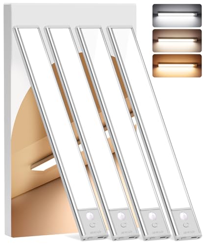 Under Cabinet Lighting Wireless, 4Pack Motion Sensor Light Indoor with 3 Color Temps, Dimmable Closet Lights Battery Ope - Detailed View