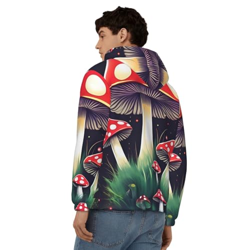 Pull à capuche imprimé champignons magiques graphique et zippé - 5