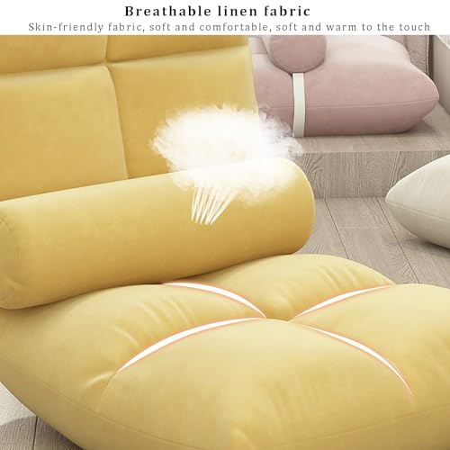 Regulowane krzesło podłogowe, do medytacji i gier, wygodna lniana składana sofa z 5 pozycjami do czytania, do spania, ergonomiczne siedzisko wypoczynkowe