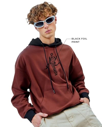 Image of Bewakoof Heavy Duty 1.0 Official DC Merchandise Men's Graphic Printed Oversized Fit Full Sleeve Fleece Hoodies