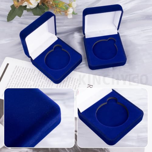 Caja para monedas de medalla terciopelo 2 pack azul compacto miniatura 3