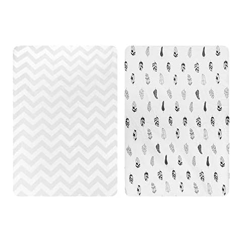 ALVABABY Pack n Play, 2 pcs Baby Play Playard Sheet,100% Organic Cotton,Large 27x39x4",Soft and Light,Portable Crib Sheet for Boys and Girls (2PSCZ01, Player Matteress) Cover