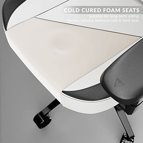 Cybeart-Arctic-White-GamingOffice-Chair-4D-Armrest-Inbuilt-Lumbar-Support-Supreme-PU-Leather-Ergonomic-Recline-Tilt