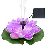 Piccola fontana solare per abbeveratoio per uccelli, fontana solare galleggiante a loto con 6 ugelli regolabili, da giardino alimentata, 1, 5 W, viola
