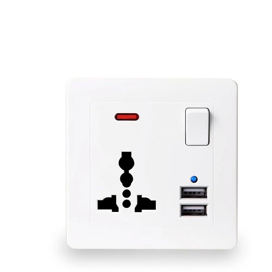 Prise Usb Universelle À 3 Trous, Prise De Courant Ue Dorée Avec Interrupteur De Commande 2,1 A, Double Prise Usb Murale À Charge Rapide Golden 110-250V