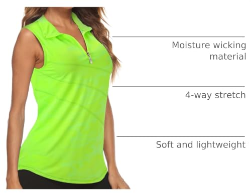 Image of Koscacy Women's Sleeveless Golf Tennis Polo Shirts Zip Up Dry Fit Workout Tank Tops Athletic Shirt