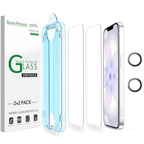 amFilm Auto-Alignment OneTouch for iPhone 17e [6.1] Screen Protector + Camera Lens Protector Tempered Glass 30 Seconds Installation Bubble Free Case Friendly Anti-Scratch 2 Pack