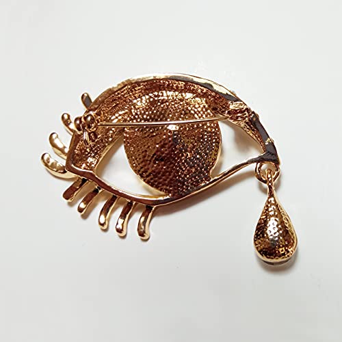 Angel Tears Brooch Pins, Elegant Rhinestone Sapphire Big Eyes Alloy Long Eyelashes Corsage Breastpin for Women Jewelry3