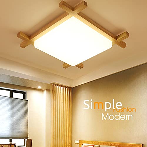 Lampe de plafonnier LED en bois massif avec diffuseur acrylique de 48cm