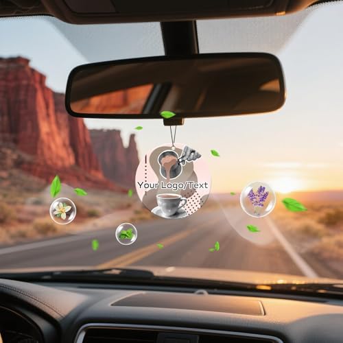 Image of HINFKA Custom Car Air Fresheners for Company Logos | Business Gifts; Event Giveaways; 10-1000 Pcs Bulk Orders; Double-Sided Print; Scent Options Available; Round