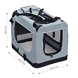 Fudajo Faltbare Transportbox für Hunde, Katzen XL (82x56x58cm), robust, leicht, sicher, Hundebox mit Tragegriff und Decke, Grau