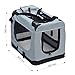 Fudajo Faltbare Transportbox für Hunde, Katzen XL (82x56x58cm), robust, leicht, sicher, Hundebox mit Tragegriff und Decke, Grau