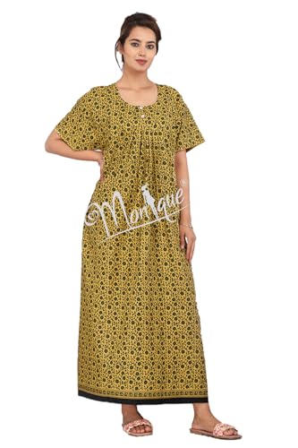 Image of Monique Brand 100% Pure Cotton Nighty for Woman | Floral Gown for Women Night Wear | Cotton Nighty for Women Stylish | Maxi for Women Cotton