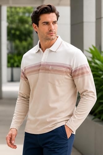 Image of Full Sleeve Polo T Shirt for Men Cotton with Pocket and Collar - Regular Fit Tshirt