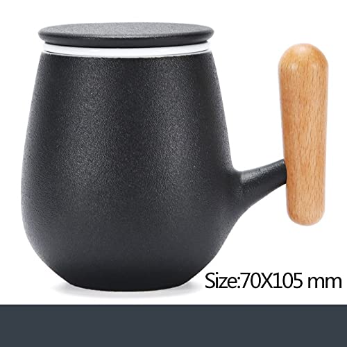 Mug Poignée de Mugs avec Filtre de Couvercle créatif Simple Maison Bureau Maison de thé thé Oolong thé Solide os Chine Chine Tasses Tasse à thé (Color : Zen Wind Black)