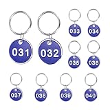 PATIKIL 10 Stück Nummernschilder 31-40 Tischnummer Schlüsselanhänger Aluminium Numerierte Schlüsselanhänger Metall Mit Schlüsselringen Für Organizer Verkaufshänger Kleidungsmarken ID Blau