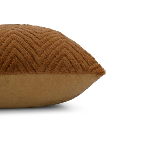 Image of Wakefit Designer Cushion Cover | 16x16 inch | Velvet Fabric | Machine Washable | Pack of 1 | Fur Brown