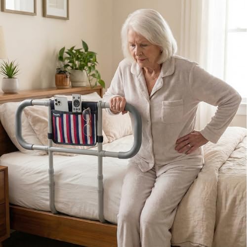 TerseFit Adult Bed Rails for Seniors; Bed Rails for Elderly Adults Safety; Bed Cane Stand Assist Bed Rail; Handicap Grab Bars Pull Up Assist for Bed; Assist for Getting in or Out of Bed; Load 350lbs