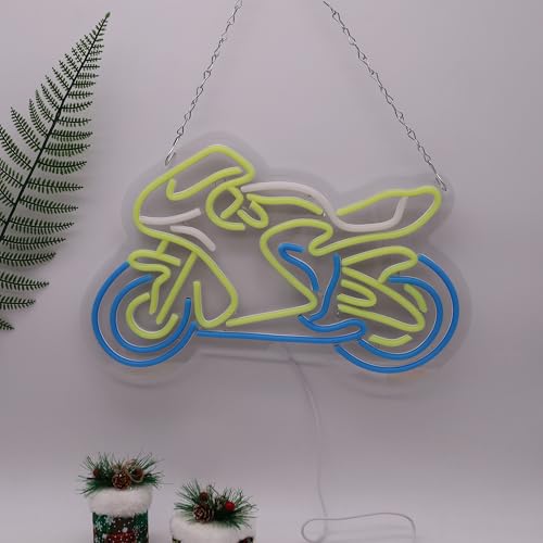 Image of Motorcycle Neon Sign for Bedroom Wall Decor, Automotive LED Neon Light Sign with Dimmable for Man Cave Sports Studio Bar Wall Art, Boy Birthday Gift