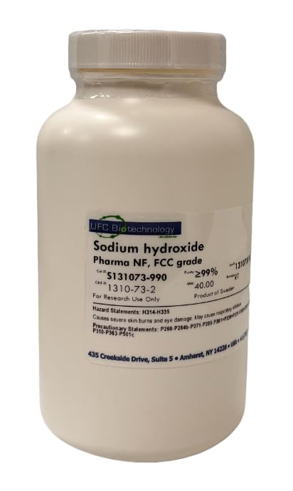 99.5+% Sodium Hydroxide Pellets (Caustic Soda) - F.C.C/N.F Grade (Food/Pharma Grade) - 500G