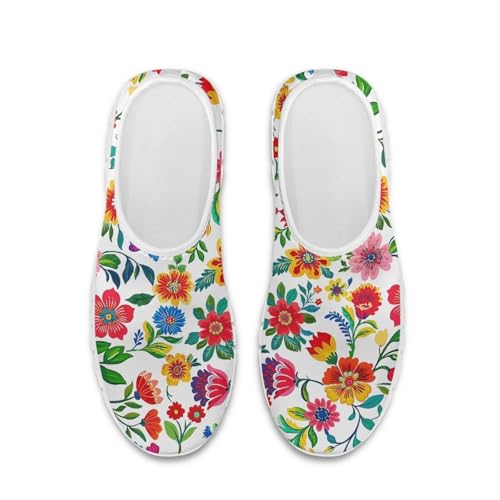 Image of Floral Sneakers for Women Colorful Art Shoes for Women Slip On Casual Work Shoes