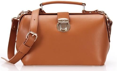 MDR Store Genuine Leather Woman Doctor Vintage Bag Women's Messenger Handbag Lady Shoulder & Handbag YZ08 3 Colors Updated Version (Brown)