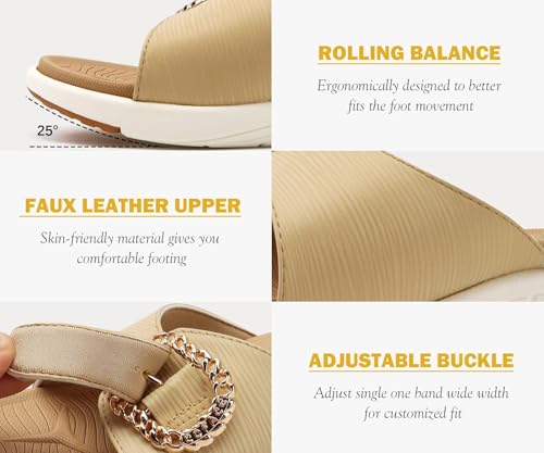 COFACE Womens Dressy Orthotic Slides Lightweight Yoga Mat Thick Cushion Recovery Walking Sandals Adjustable Slip On Slippers with Comfortable Plantar Fasciitis Arch Support4