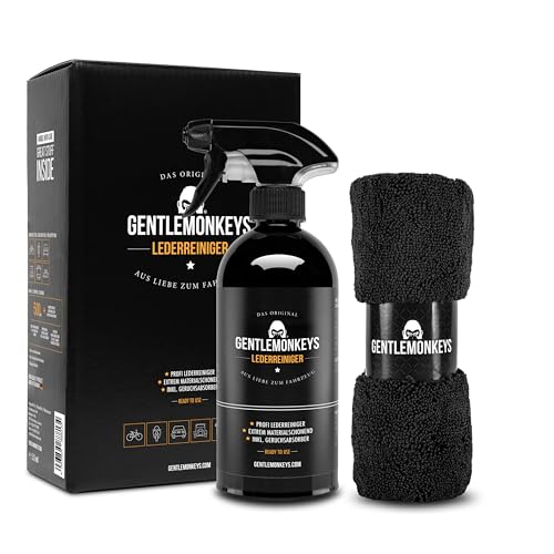 GENTLEMONKEYS Profi Lederreiniger Set (500ml + Mikrofasertuch) Porentiefe Reinigung aller pigmentierten Glattleder Extrem materialschonend Biologisch abbaubar & nachhaltig