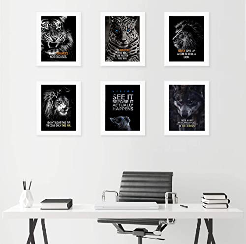 Inspirational Phrases Wall Art Prints Decor,Black And White Lion Tiger Wolf Inspirational Quotes Posters Wall Art Prints Decor,Motivational Poster Interior Paintings Never Give Up The Office Wall Art Home Animal Prints Quote Home Office Decor For Bedroom Living Room Decorations Man Gift,Set Of 6(8''X10''Inches, Unframed). #TOP1