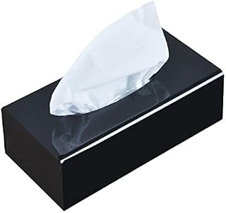 Yakri Modern Clear Acrylic Facial Tissue Dispenser Box Cover / Decorative Napkin Holder TB005 (Black Thick Tissue Box)