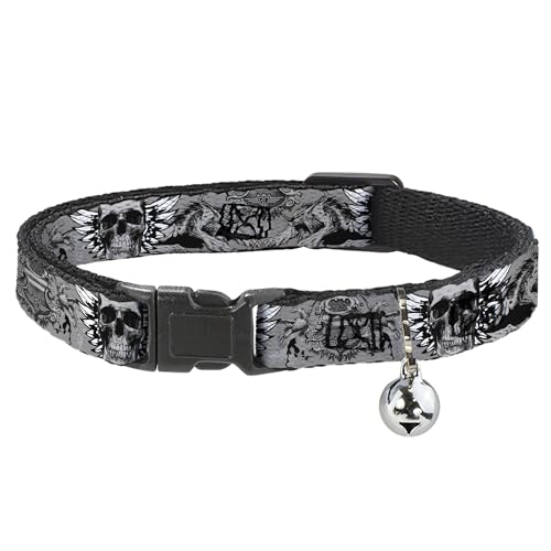 Collar para Gato Ajustable de 20 a 30 cm Buckle-Down Estampado Calaveras 2