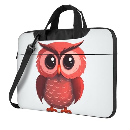 Cute Red Owl Bolsa para Laptop Unisex Negra miniatura 1