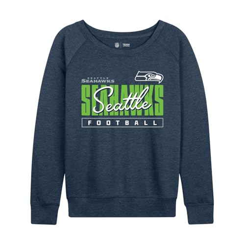 Junk Food NFL - Women's Adult Pullover - Seattle Seahawks Modern Script - Officially Licensed - Heather Indigo - Medium