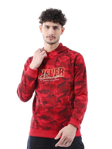 Image of The Indian Garage Co Men Regular Fit Printed Overhead Hooded Sweatshirt