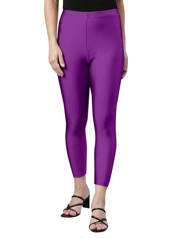 Women's Microfiber Elastane Stretch Soft Cropped Leggings with Ultrasoft Waistband for Women