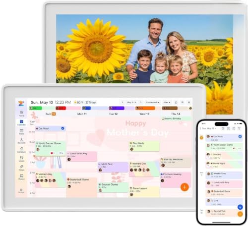 Westsee 15.6' Digital Calendar, No Subscription Smart Family Planner | Touch Screen Electronic Wall Calendar, Photo Display, Chore Chart & Tasks, Meal Planner, Wall Mount & Desk Stand (White)