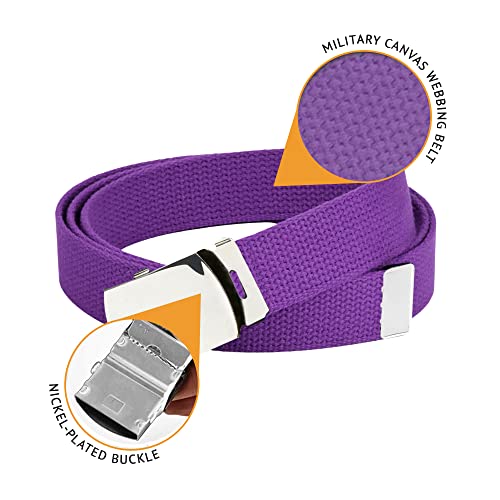 Hold’Em Military Canvas Webbing Belts for MEN’S–Polished Silver Slider Buckle Heavy Duty Adjustable3