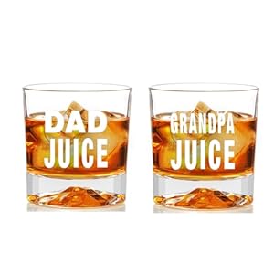 PONPUR Dad Gifts for Men Christmas, DAD JUICE Engraved Whiskey Glass Grandpa Juice Whiskey Glass, Funny Christmas Gifts for Grandpa Dad Men, Funny Gag Birthday Grandpa Gifts Ideas from Granddaughter