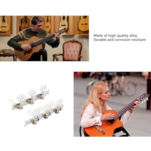 2Pcs Guitar Tuning Pegs,Classical Guitar Machine Heads Tuners,3L3R Silver Zinc Alloy Guitars Tuning Keys for Acoustic Folk Classical Guitars