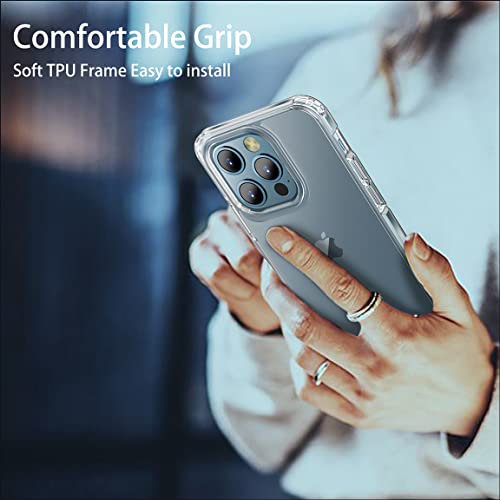 Image of KAPAVER Ice Crystal Series Clear Case Cover with Edge to Edge Tempered Glass Compatible with iPhone 14 Pro Max (Clear)