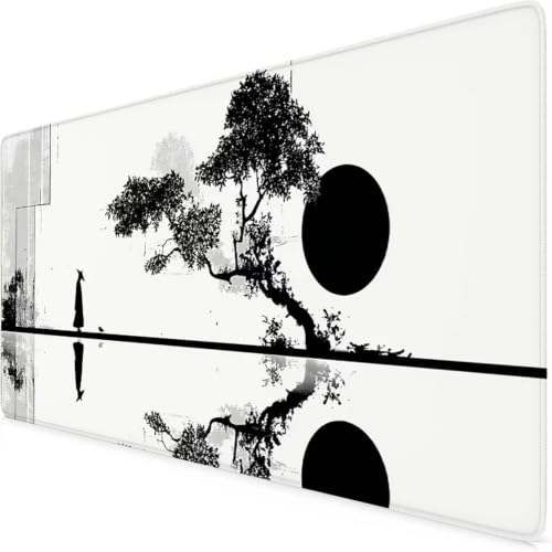 Tapis de souris XXL rivière et montagne 800x400mm avec bords cousus et base antidérapante