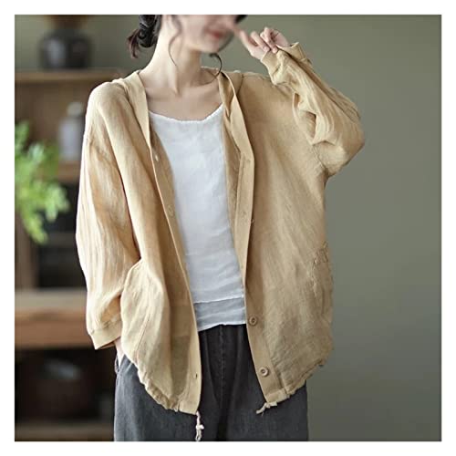 Veste en coton et lin haut de gamme pour femme parka d'été ample aux finitions soignées XL