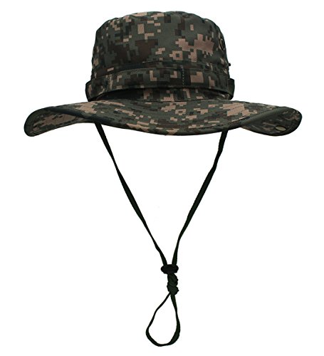 Outfly Sombrero Deportes al Aire Libre Sol Protección UV Cara para Mujeres Hombres Unisex Gorro con Visera Ancha para Pesca Montañismo Senderismo - Verde Camuflaje - M