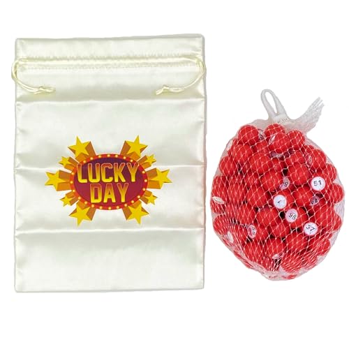 Image of Tapp Collections Raffle Balls Number Set (1-100) - Balls + Satin Drawstring Bag (Cream Color)