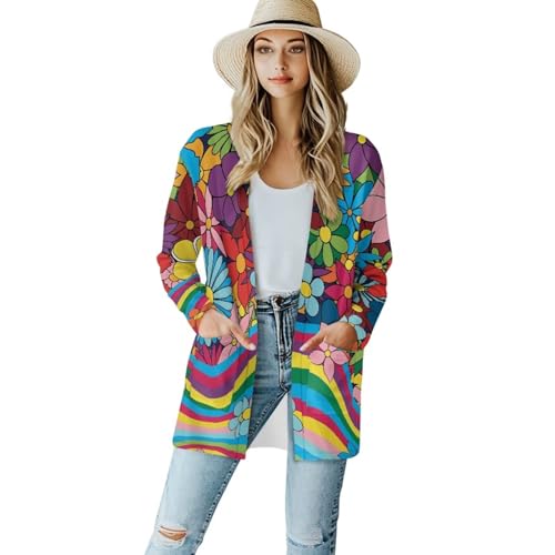 Image of Biyejit Women's Long Sleeve Open Front Cardigan Casual Loose Lightweight Cardigans with Pockets Drape Cardigan