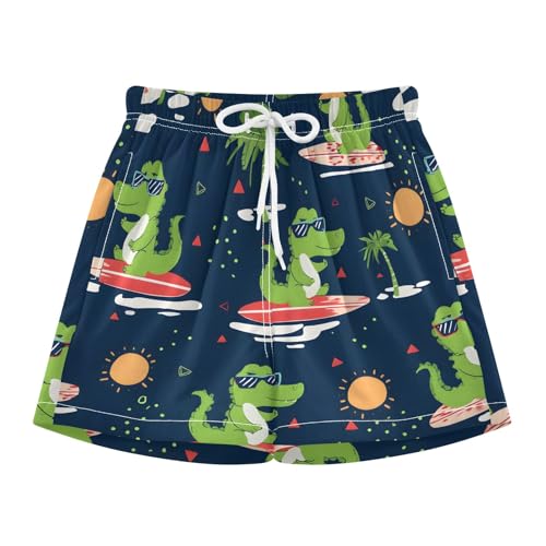 Bolaz Toddler Boys Swimwear Swim Trunks with Compression Liner 4T Green Crocodile Surfing