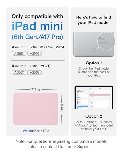 Image of MOFT Dynamic Folio Case for iPad mini 7th A17 Pro 2024 & iPad mini 6th A15 2021, 8.3 Inch Slim Magnetic Stand Case with 20+ Viewing Angles, Auto Wake /Sleep, Ultra Thin, Light Pink