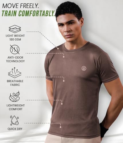 Image of CHKOKKO Gym T Shirts for Men Workout Activewear Solid Quick Dry Sports Tshirt for man Breathable Lightweight Half Sleeve Regular Fit Round Neck Running Boys T Shirt